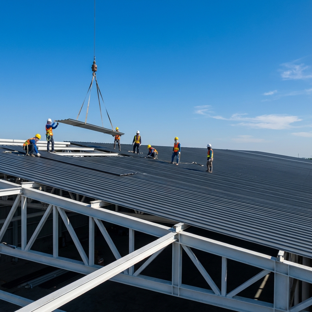 Professional roofing installation by SKS Steels and Roofing in Trichy